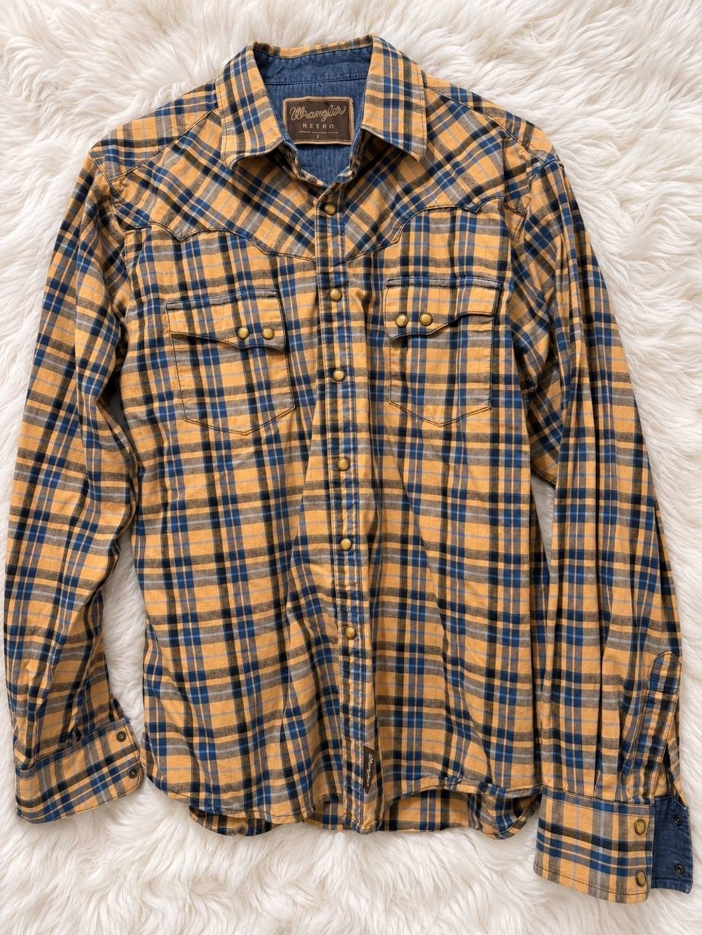Wrangler Retro Men's Yellow Plaid Western Shirt